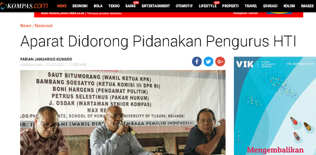  Menyeru Aparat Tangkap Anggota HTI, Kompas Media Provokator!