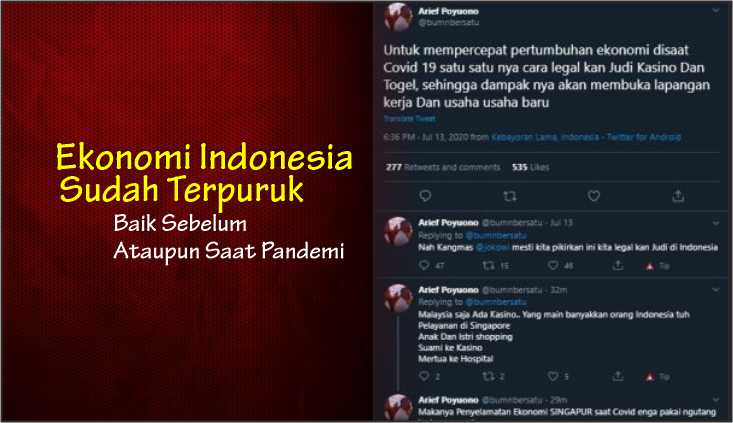  Ekonomi Indonesia Sudah Terpuruk Baik Sebelum Ataupun Saat Pandemi