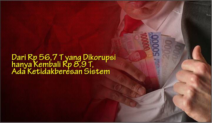  Dari Rp 56,7 T yang Dikorupsi hanya Kembali Rp 8,9 T, Ada Ketidakberesan Sistem